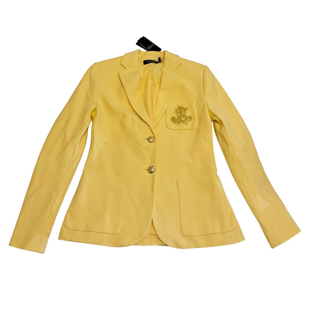 Lauren Ralph Lauren Lemon Sorbet Crest Blazer XS NWT Gold Buttons Preppy - Picture 5 of 9